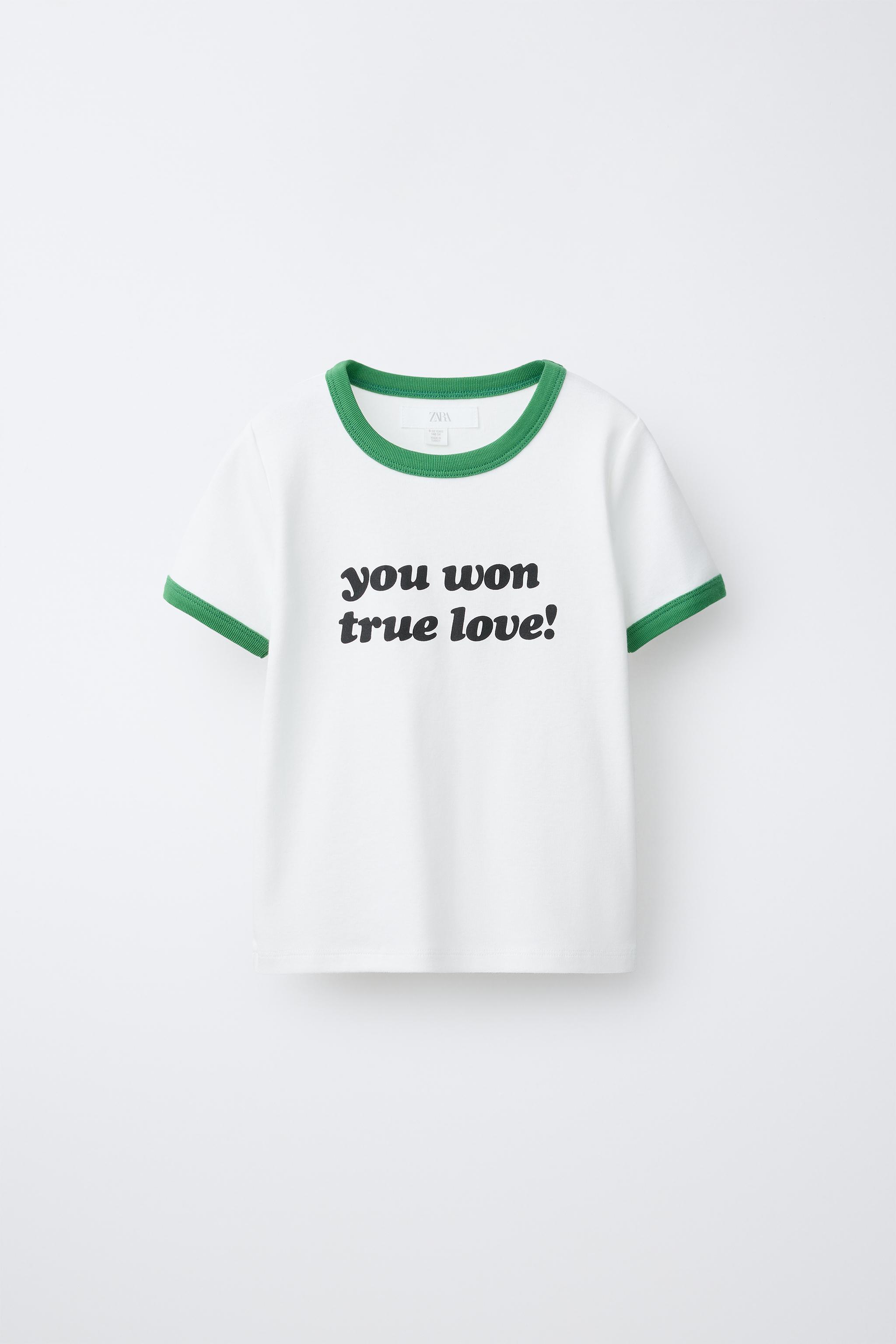 CONTRAST RIB TEXT T-SHIRT